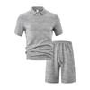 Mens Summer Jacquard Polo T Shirt And Shorts Casual Set
