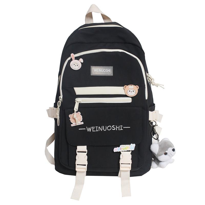 New Student Backpack Female Korean Version Trendy Letters Junior High School Campus Schoolbag Large Capacity Computer Backpack Waterproof