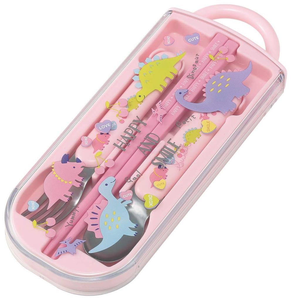 Skater Antibacterial Slide Trio Set Lunch Box Chopsticks Spoon Fork Happy Smile Girls Made In Japan Children's & TACC2AG-A