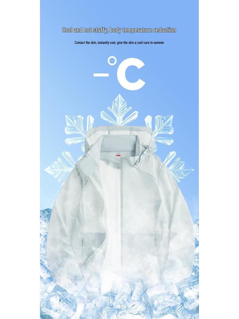 Unisex Elastic Breathable UV Protection Ice Silk Jacket with Removable Hood