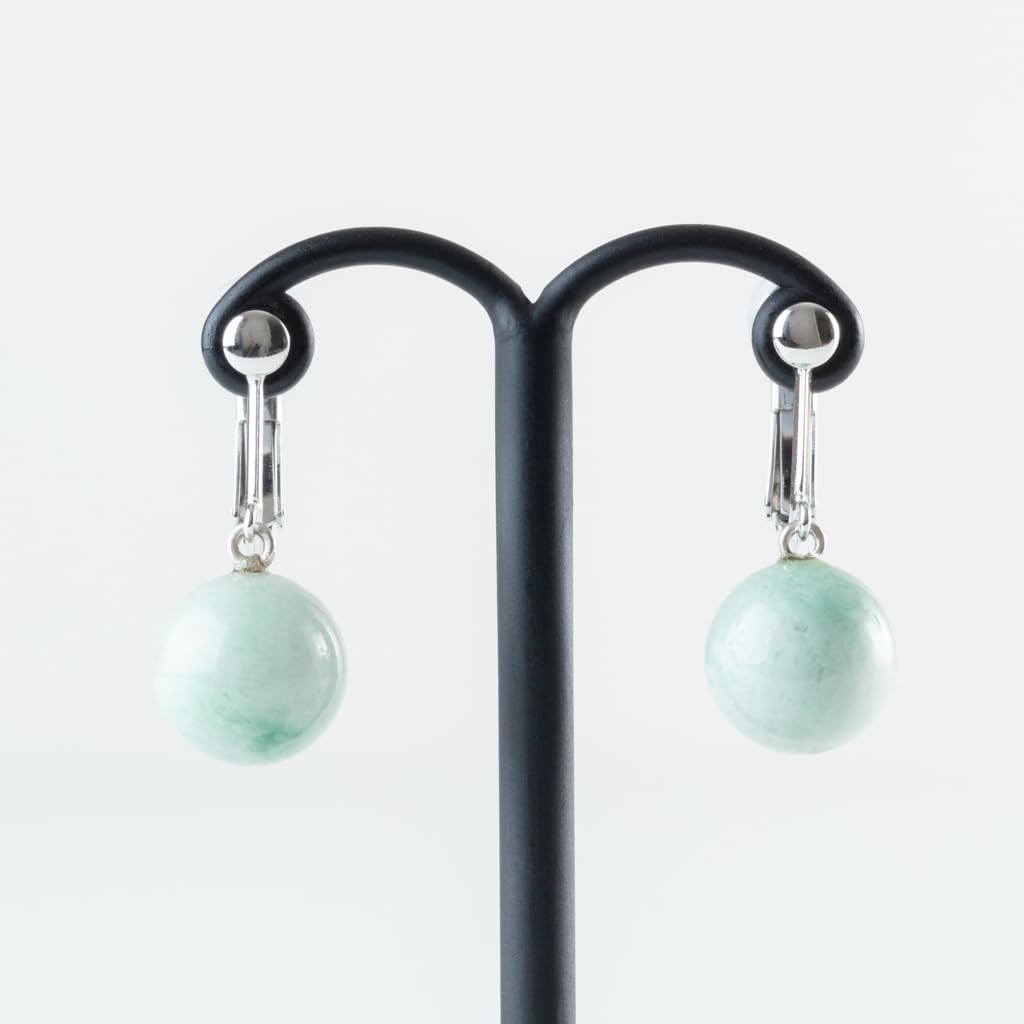 10mm Itoigawa Natural Jadeite Bead Earrings Spring with Silicone Jadeite Workshop Guarantee Japanese National Jomon Power Stone APS0119 (Screw Cover)