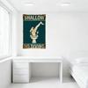 Vintage Rustic Teal Shallow No Diving Metal Tin Sign with Toilet & Lightning Bolt Illustration Retro Warning Home Wall Decor for