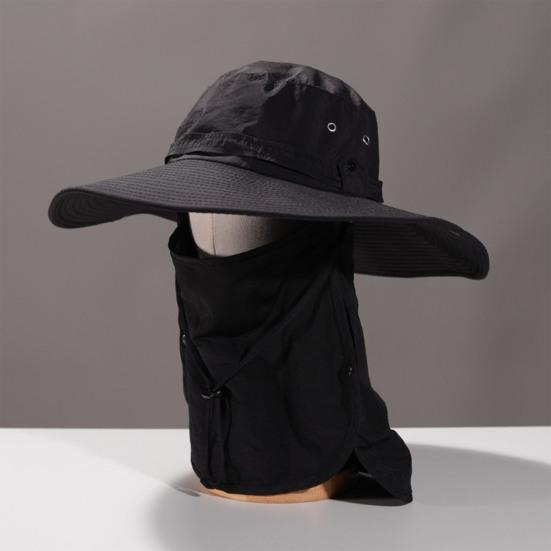 Summer Bucket Hat, Breathable Quick-Dry Fisherman Hat with Detachable Face Neck Guard, Adjustable Drawstring Sun Protection Hat for Outdoor Gardening