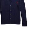 Polo Ralph Lauren Solid Color Logo Embroidered V-Neck Cotton Single-Breasted Casual Long Sleeve Sweater Kids sweater Navy-Blue 323925718-002