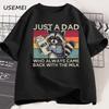 Just A Dad Who Always Came Back with The Milk T Shirt Men Fathers Day Gift Funny Raccoon Printed Tshirt Dad Husband T-shirt