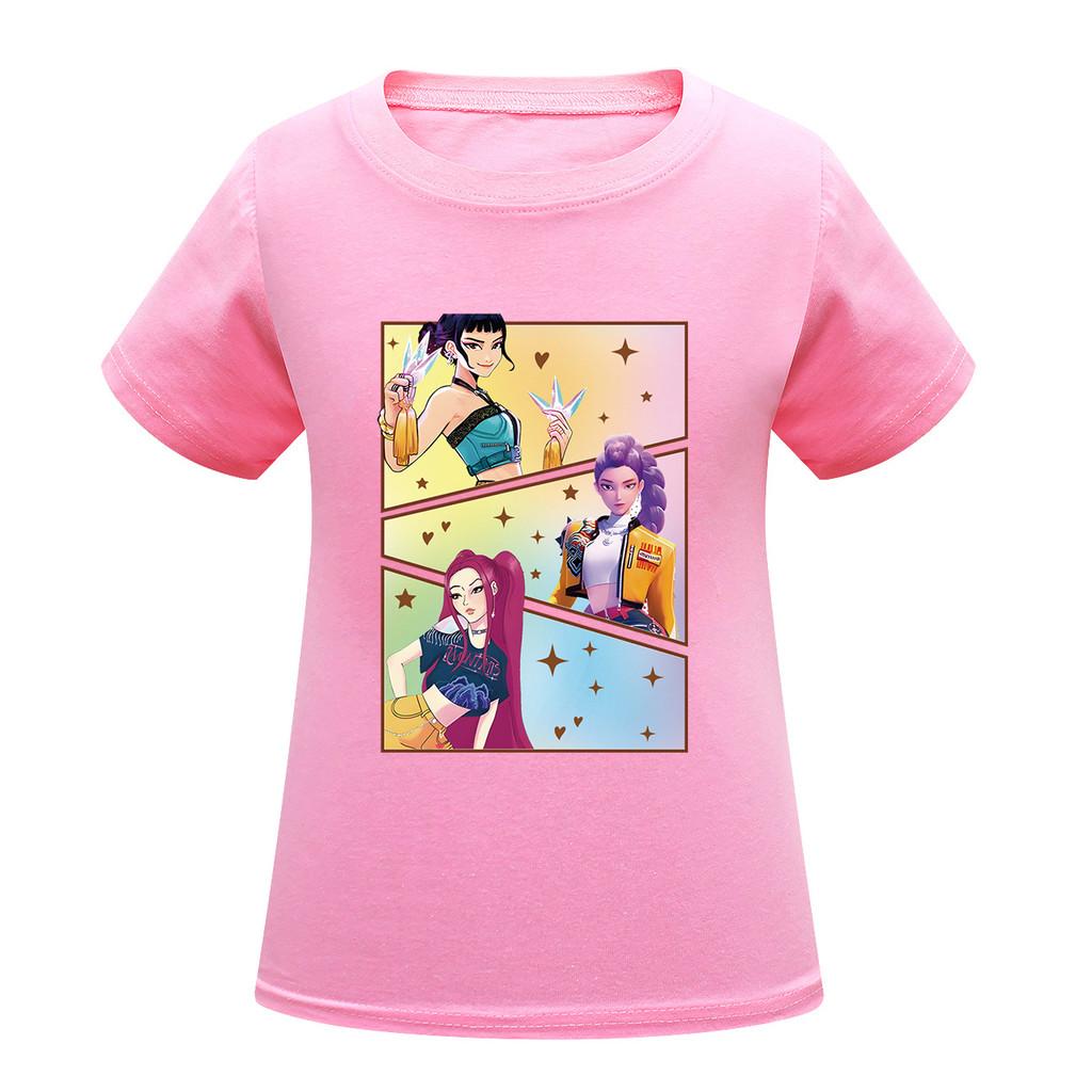 Kids Girls Anime Cartoon K-POP Rumi Zoey Mira Printed Casual Short Sleeves T-Shirt Top