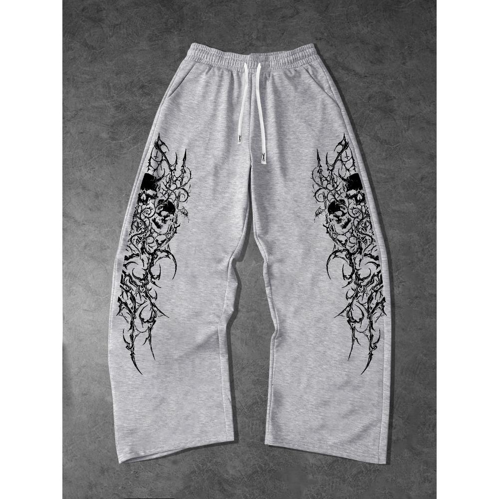 Pantaloni Casual Sportivi da Uomo a Quadri Stile Punk Larghi per Esterno con Fantasie Stampate Cool, la Prima Scelta per la Moda Primaverile del Campus