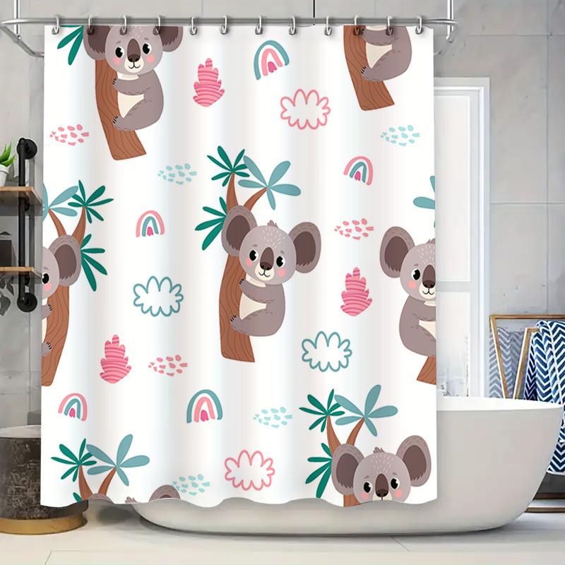 

Koala Tree Pattern Shower Curtain For Bathroom Decor Waterproof Fabric With Rainbows And Palm Trees Perfect Gift For Kids Or Koa W60H190(CM)-1 Pcs