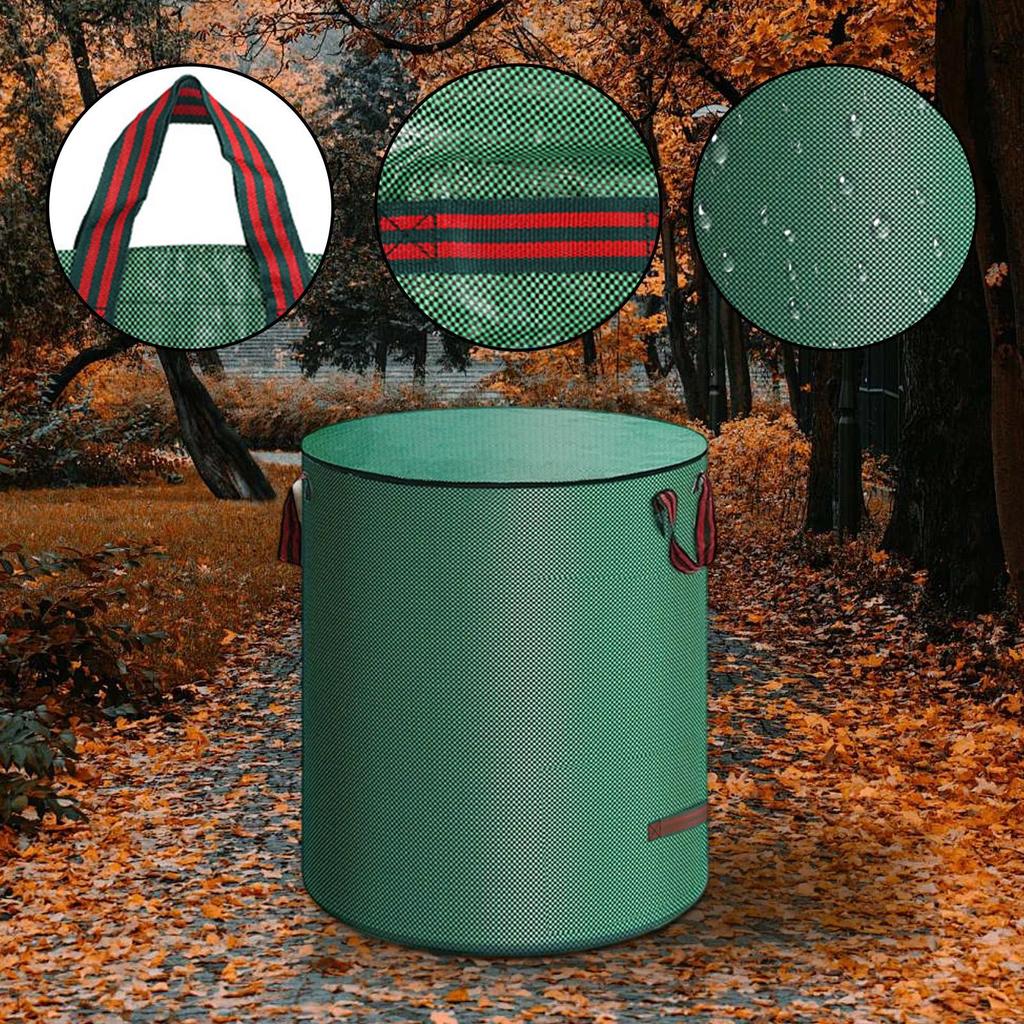 Large Capacity Garden Leaf Bag Branches and Fallen Leaves Collection Bag Dark Green PP Woven Reusable Plant Garbage Bag Supplies