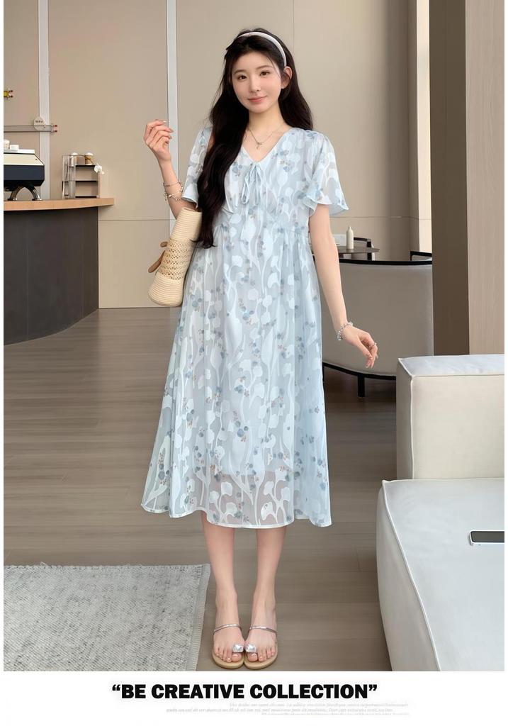 Maternity Wear: 2026 Summer Korean Floral Dress - Fresh, Age-Reducing, and Sweet Loose Fit