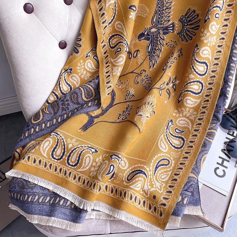 Premium high-quality air-conditioned room shawl outside women's summer office nap imitation cashmere fringed warm scarf