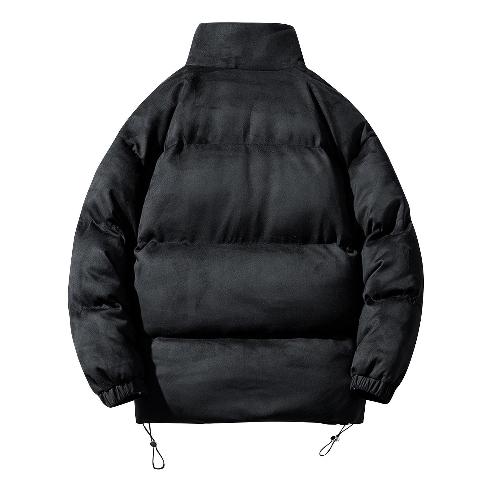 Зимняя мужская однотонная свободная куртка с воротником-стойкой в ​​японском стиле — фото 4