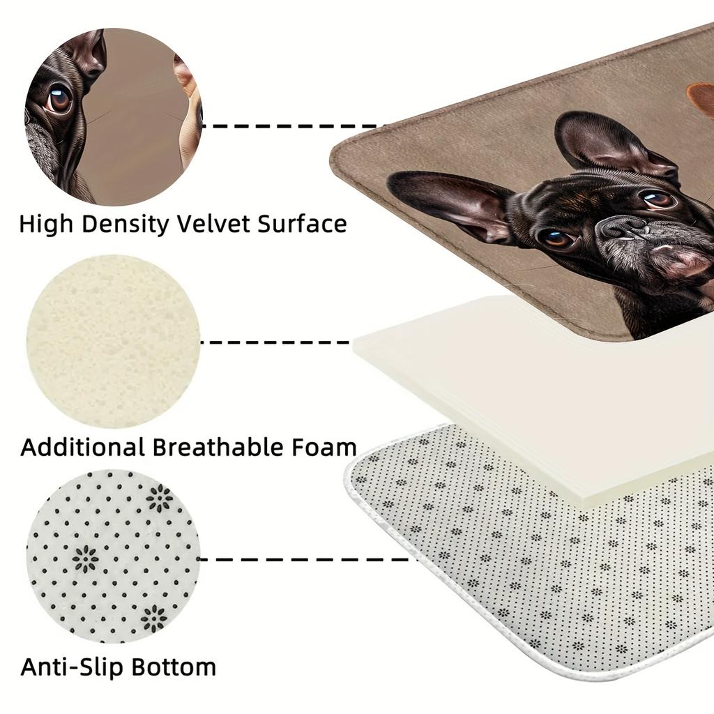 1 Stück Niedliches Hunde Muster Fußmatte Modern Küche Polyester Teppich Rutschfest Bunt Innen Teppich, Für Zuhause Badezimmer Schlafzimmer Wohnzimmer Dekor