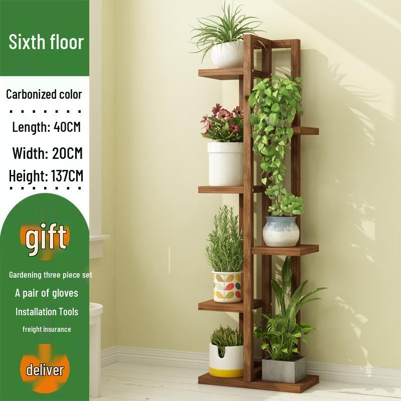 Solid Wood Plant Stand: Floor-Standing Flower Pot Holder for Balcony, Living Room, or Outdoor Space