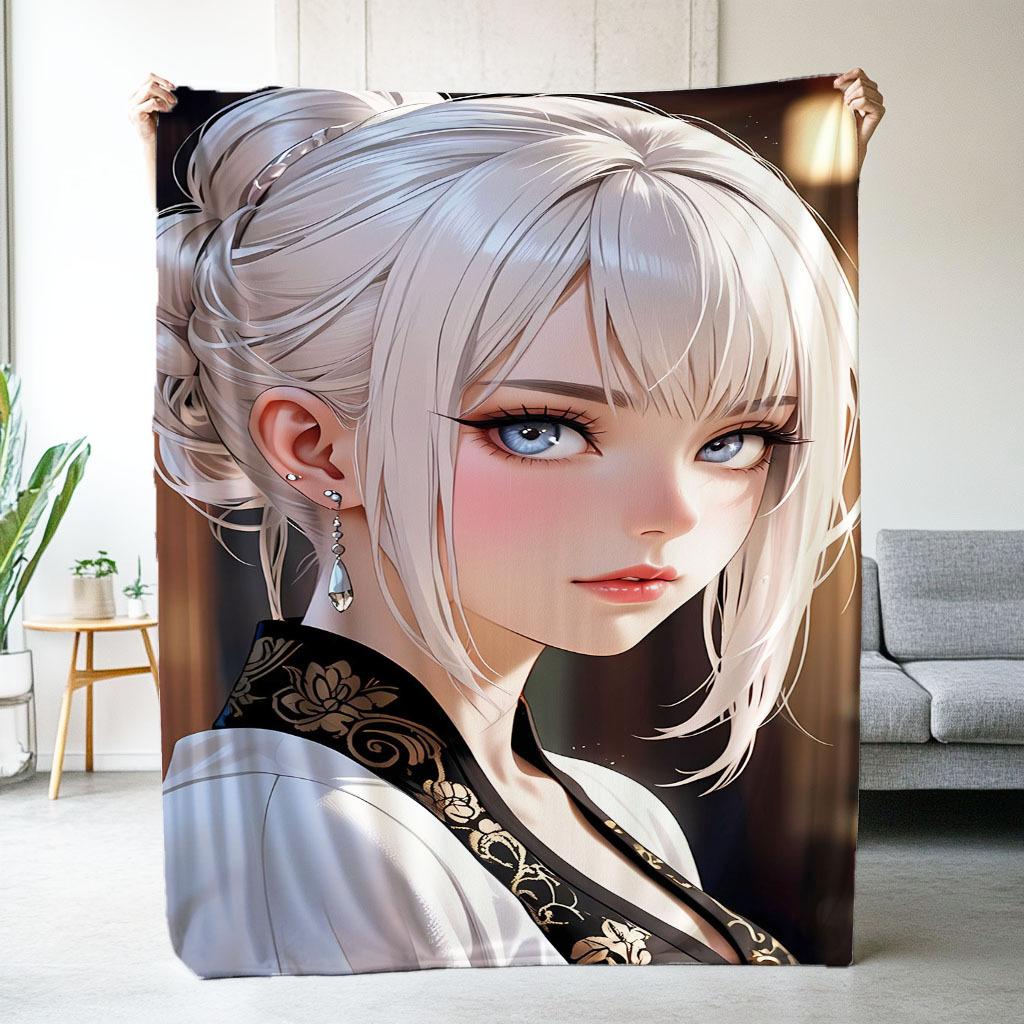 

Closeup of a sexy anime beauty Flannel printed blanket suitable for all seasons suitable for living room office sofa and travel 75x100cm (30x40inch)