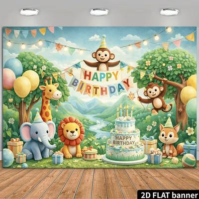 2D Verspielte Waldtiere Geburtstag Feier Fotografie Hintergrund