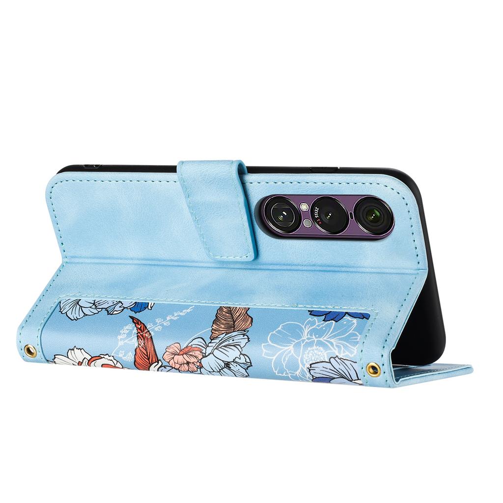 For Sony Xperia 1 VII Case PU Leather Floral Phone Cover with Card Slots