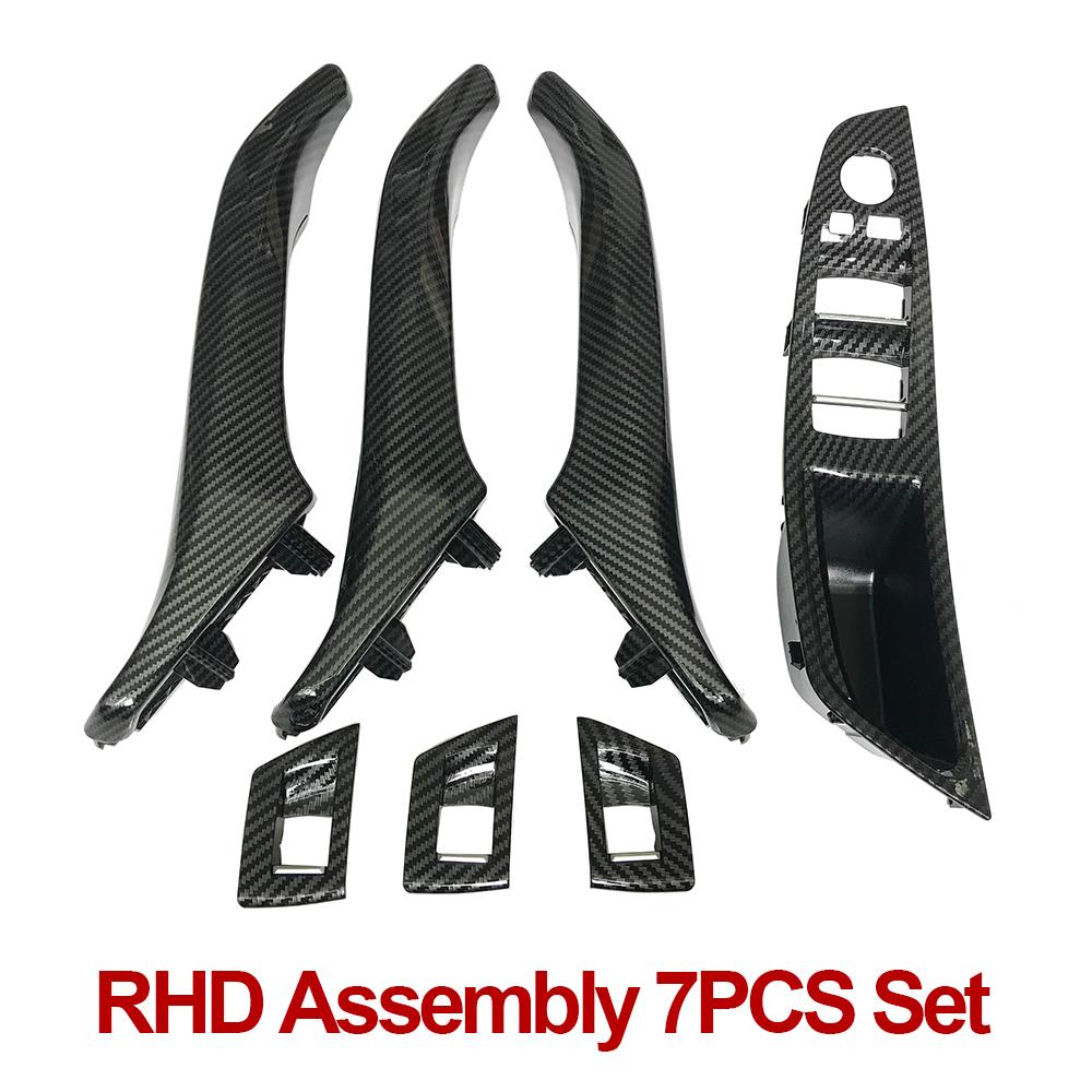 LHD RHD Carbon Fiber Interior Door Pull Handle 7PCS Set For BMW 5 Series F10 F11 F18 520i 523i 525i 528i 535i