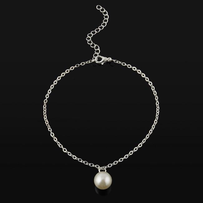 

Летний жемчужный браслет на ногу для трансграничной торговли: Европейская и американская мода. серебряный