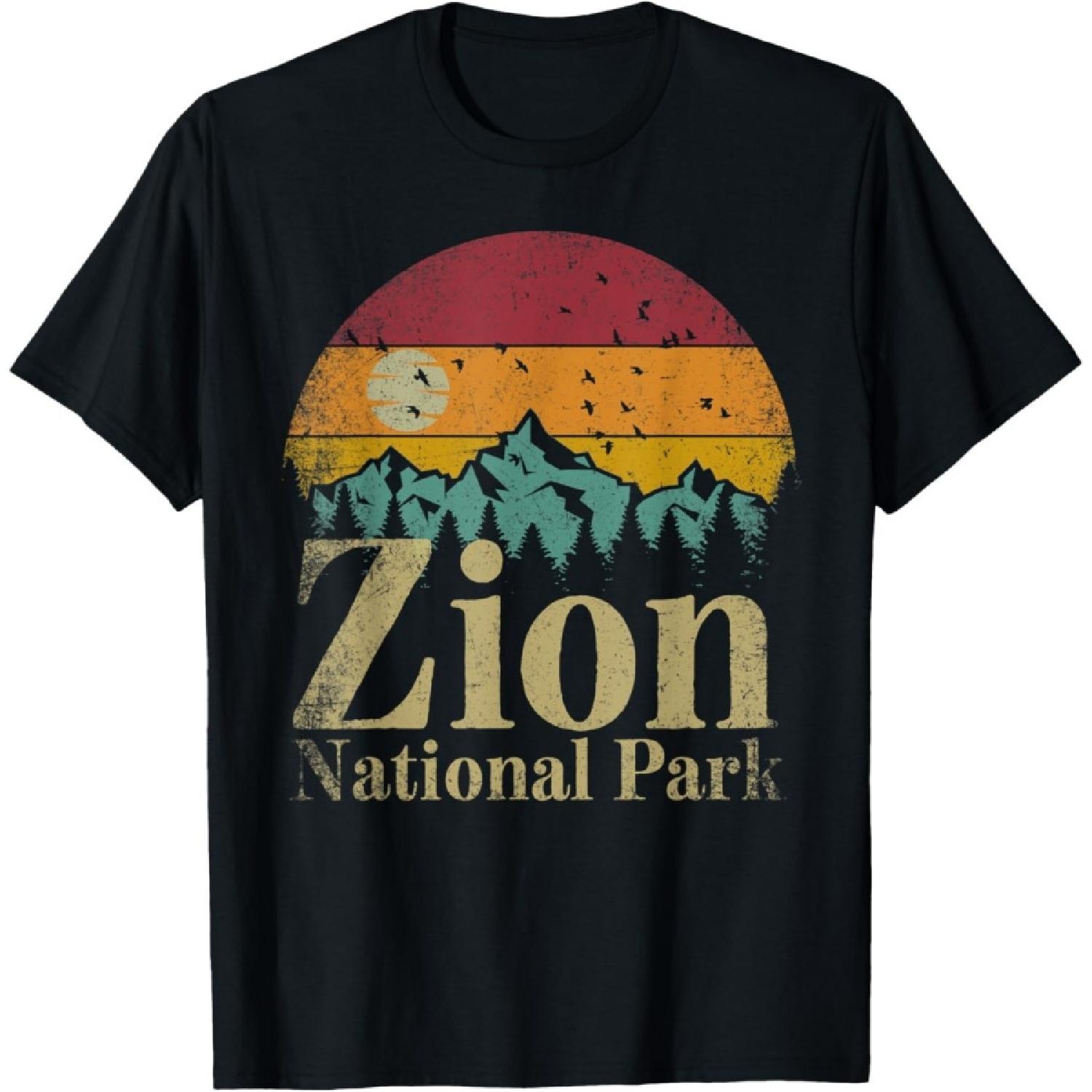 Zion National Park Retro Style Hiking Vintage Camping Gift T-Shirt S