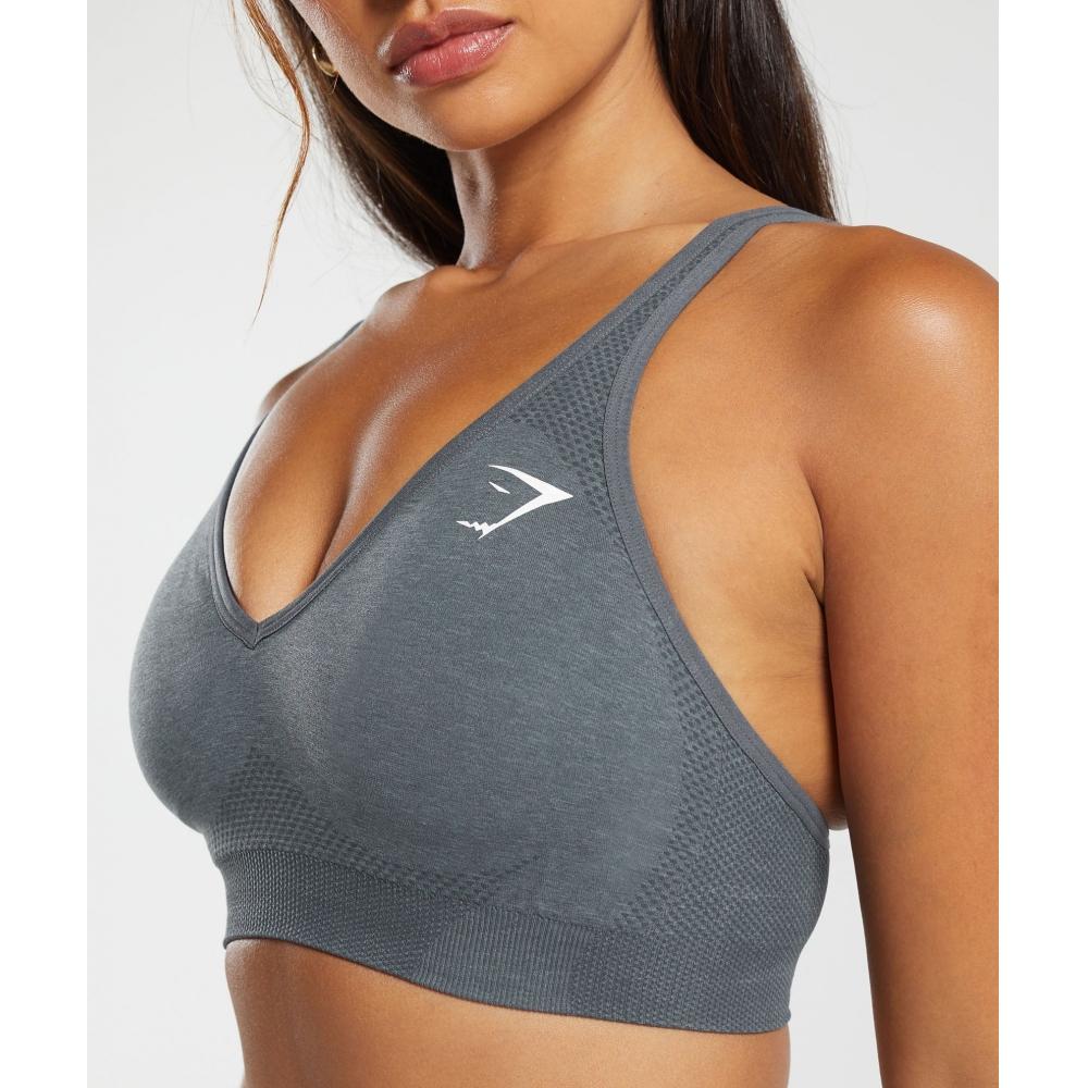 Gymshark Vital Seamless V Neck Sports Bra Strong Grey  Marl B3a4k gcsV