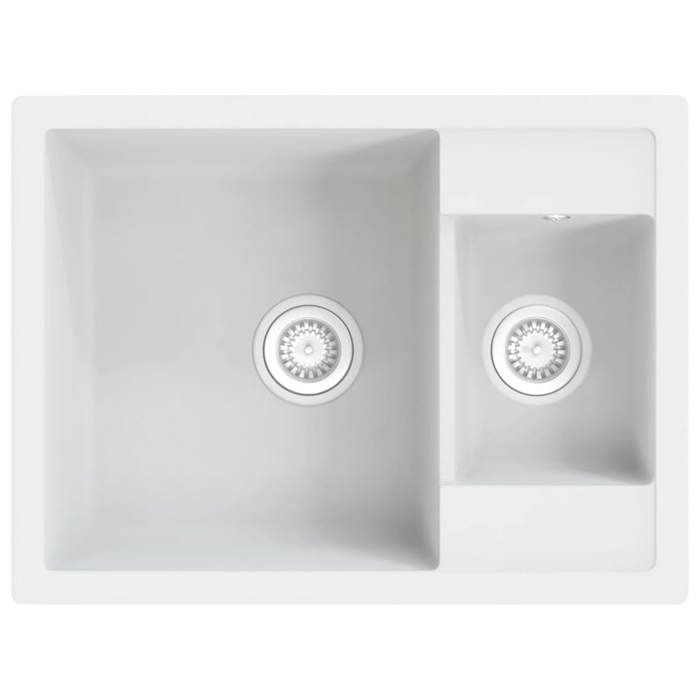 VidaXL Evier de Cuisine et Deux Lavabos Trou de Trop-plein Evier Encastré Décoration de Cuisine Lavabo Extra-profond Maison 147088