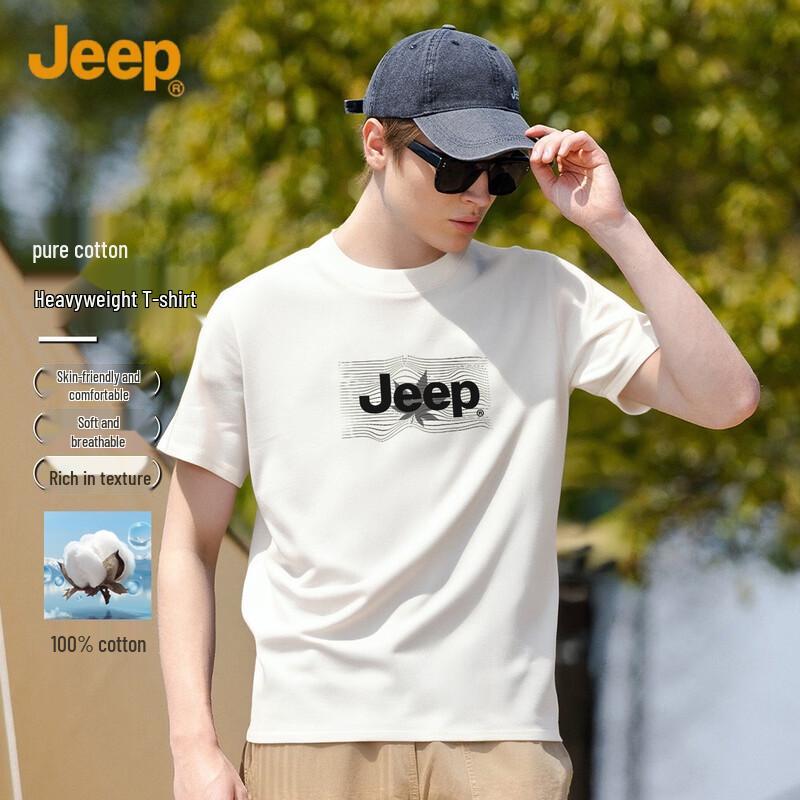 

JEEP Men s 260g Heavyweight Cotton Drop Shoulder Short Sleeve T-Shirt L