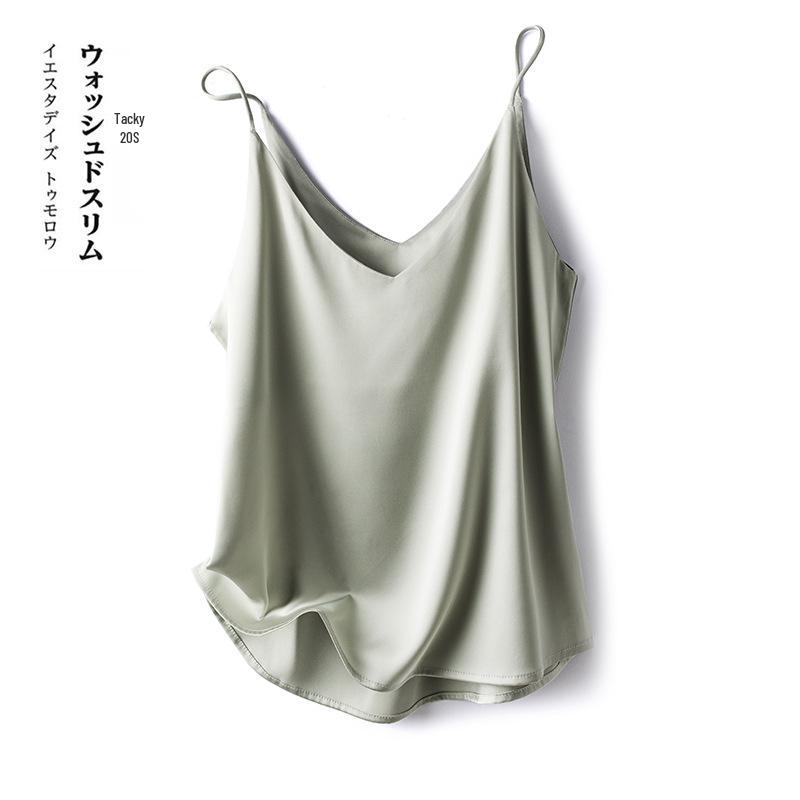 Damen Einseitiges V-Ausschnitt Seidensatin Camisole - Innen- und Außenbekleidung