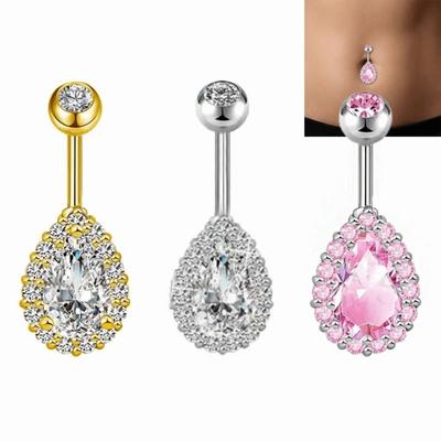 Colorful Belly Button Ring Rhinestone Body Piercing Jewelry Vintage Zircon Navel Ring  Girl