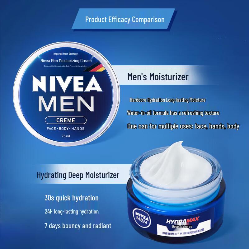 Nivea Men's Deep Hydrating Moisturizer - 2 X 50g Pack
