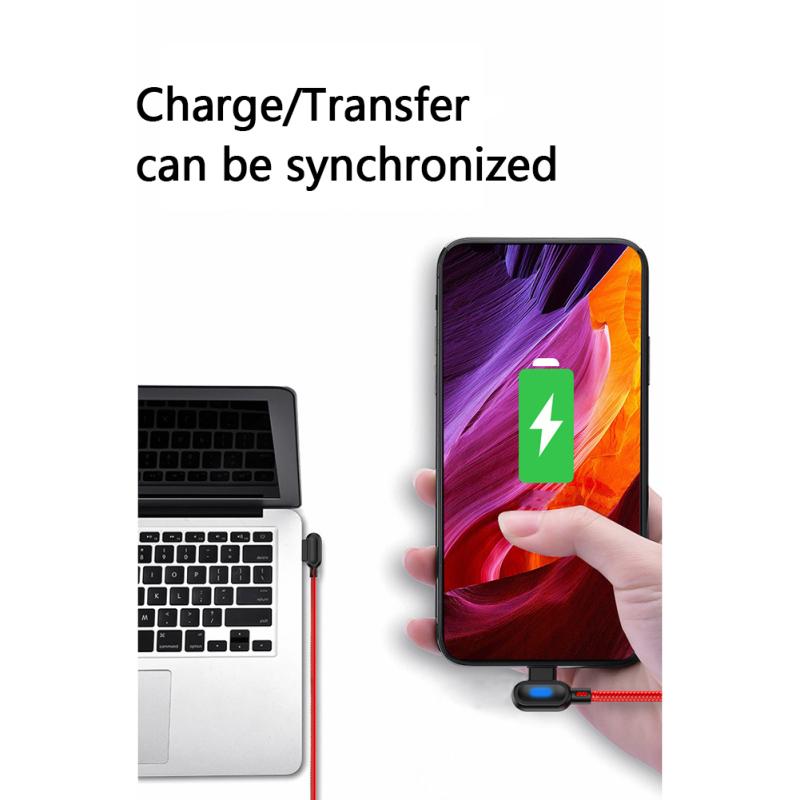 90-Grad Doppeltes Winkelstück Typ-C Datenkabel Handy Schnellladung Mit Leuchtender Linie Ladegerät