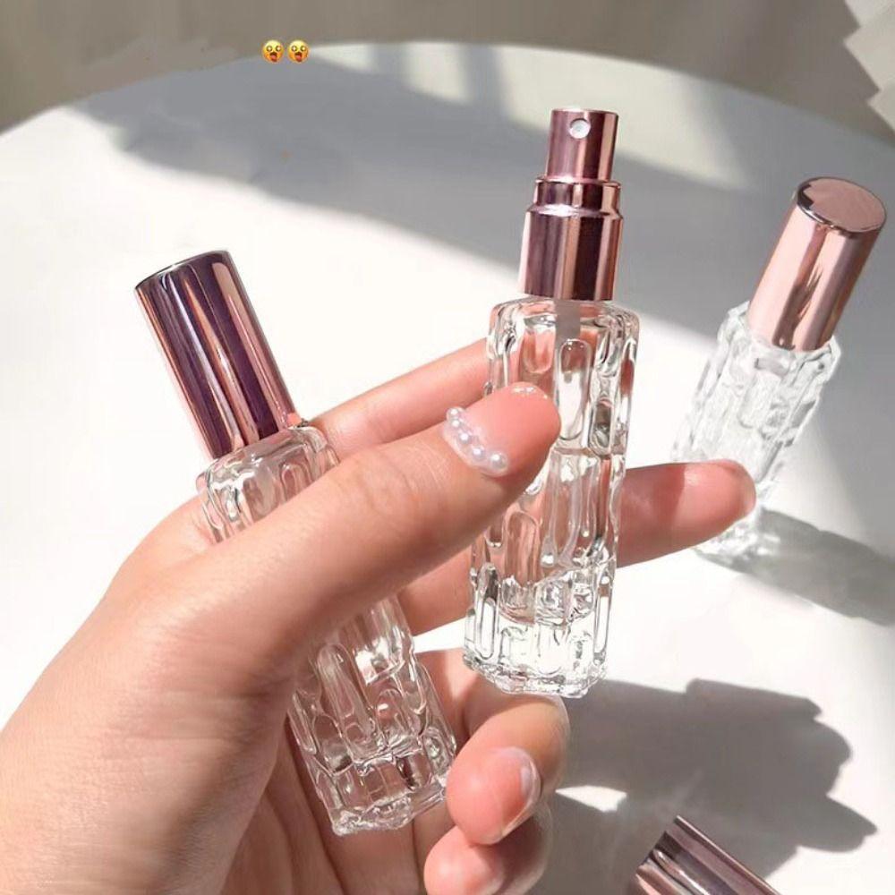 

Transparent Empty Spray Atomizer Bitter Gourd Pattern Liquid Sprayer Cosmetic Container Travel рожевий колір золота