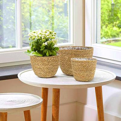 1PC Bambù Rattan Intrecciato Per Contenitore Piante Da Interno Esterno Decorazione Casa Vasi Fiori Erba