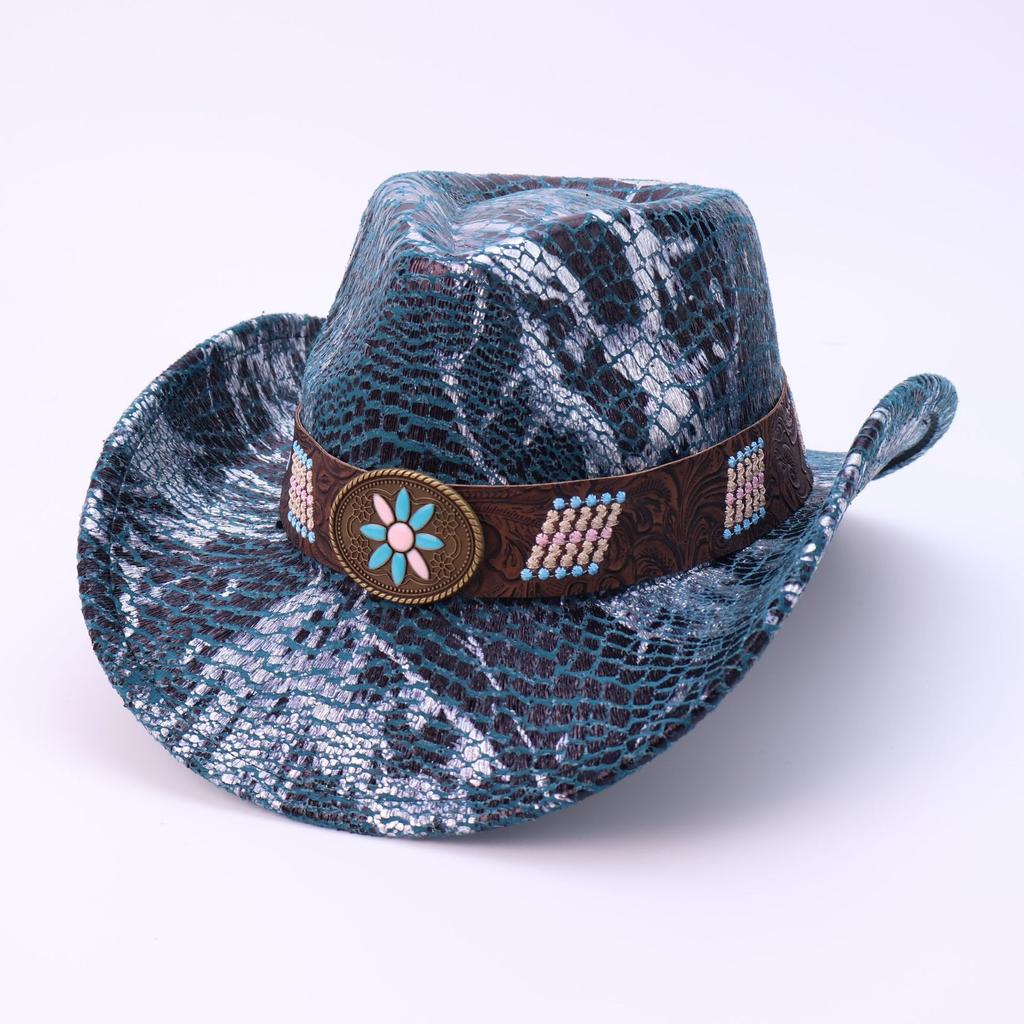 Hot-selling European, American and Western Cowboy Hats, Ethnic Tibetan Style Upturned Edge Jazz Hats, Men's and Women's Party Hats