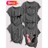 Follow a specific direction Five-piece set of women's short-sleeve tops Pet ECG Line Vintage Print Elegant summer clothing Sleeveless short-sleeved