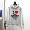 Felpa Sp5der Oversize Spessa in Pile con Stampa a Foglia Ragnatela Design Uomo Inverno Casual