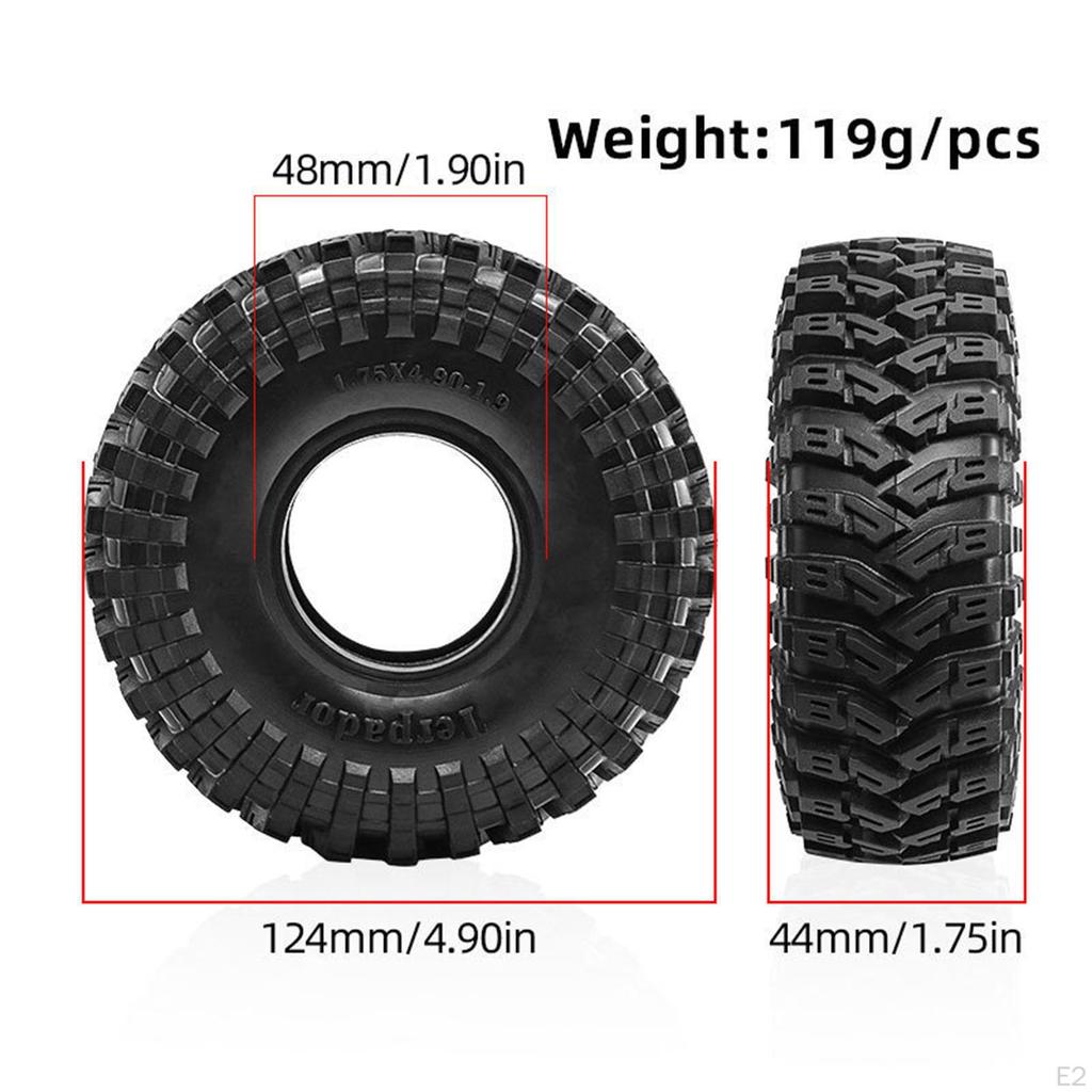 4 Pieces 1.9" RC Crawler Tires Wheel Tyre Od 4.9inch Repair Parts Rubber for TRX4 TRX6 1/10