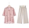 Mom's Summer Chic Chinese-Style Loose T-Shirt Set for Women
