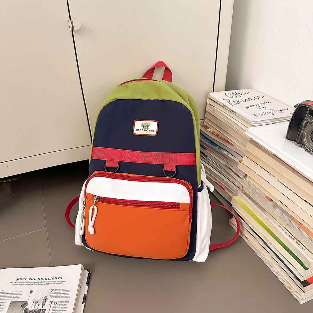 Modny plecak dziecięcy w bloki kolorystyczne - Uroczy i wytrzymały dla chłopców i dziewcząt ze szkoły podstawowej