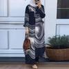 Middle Eastern Women's Long Sleeve Printed Cardigan Robe Dress