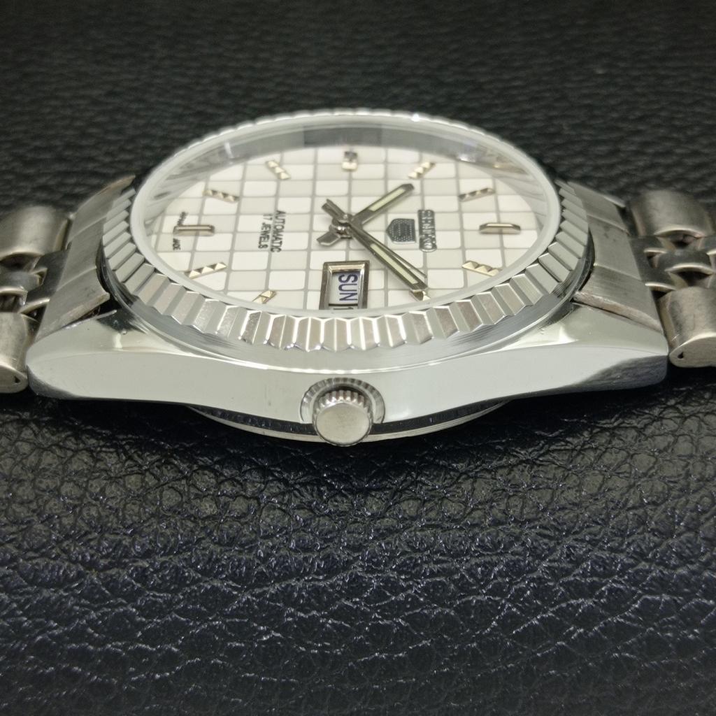 REFURBISHED SEIKO 5 AUTOMATIC MENS WATCH JAPAN MADE WHITE DIAL CUSTOM A440032-2 QV90-a440032
