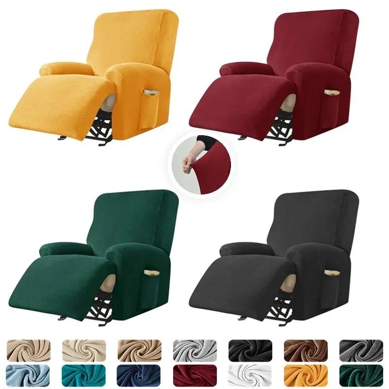 4pcs/set Recliner Sofa Cover Soft Velvet Split Armchair Slipcovers Elastic Lazy Boy Reclining Chair Cover Single Sofa Protector