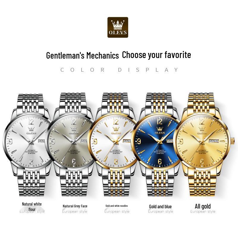 Oulishi Olevs Dual Calendar Automatic Mechanical Men's Watch - Popular Douyin Hot Seller