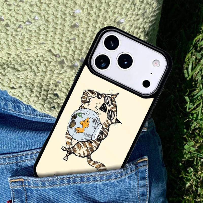 Cat And Goldfish Phone Case Cover for IPhone 11 12 13 14 15 16e 17 Pro Max Coque for IPhone 17 Air
