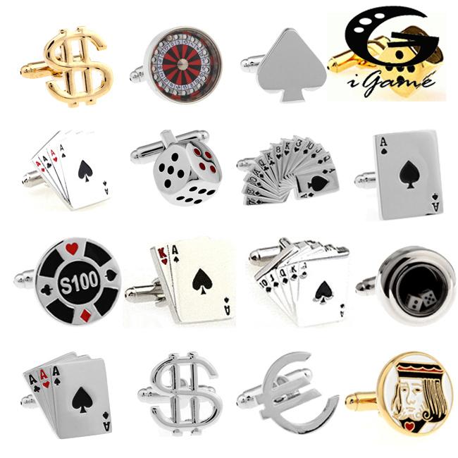 Igame Men Cuff Links Gamble Casino Series Roulette Dice Poker Jeton Design Fashion Cufflinks Wholesaleretail