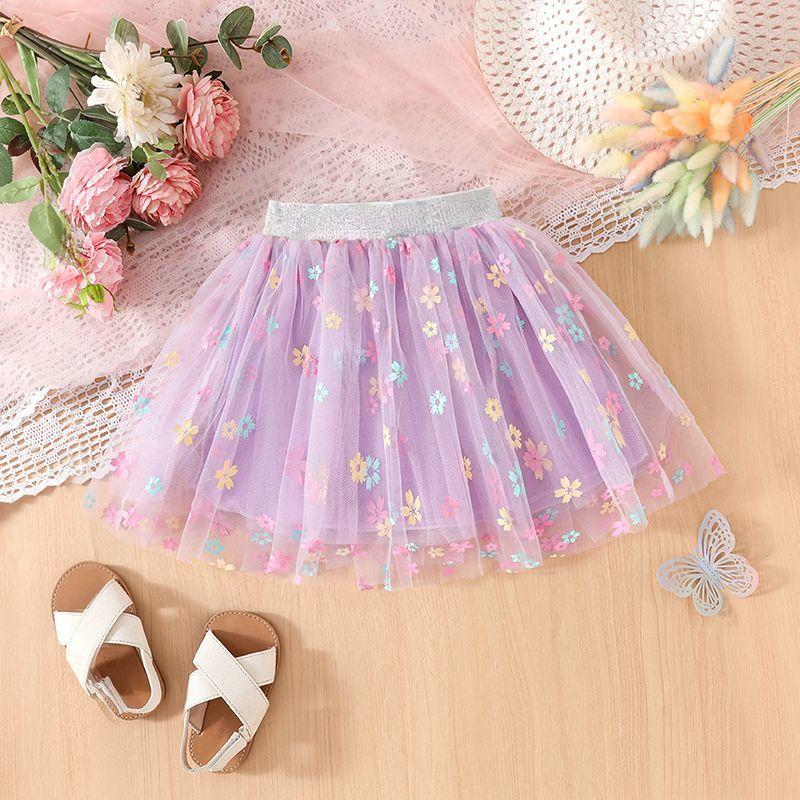 Girls' Half Length Skirt Summer New Style Skirt Little Girl Baby Pleated Short Skirt Sunflower Four Season Half Length Skirt