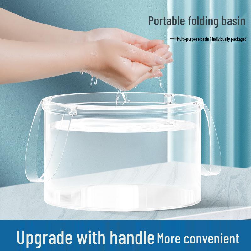 Portable Folding Transparent Washbasin for Camping, Picnic, and Travel
