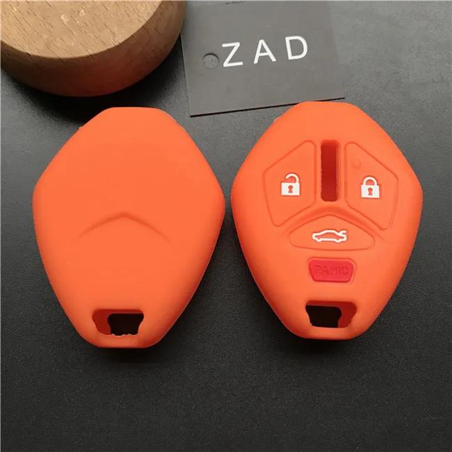 ZAD Silicone Rubber Car Key Cover Case for Mitsubishi Lancer Evolution Remote Key Chain Cover 3+1 4 Buttons Key
