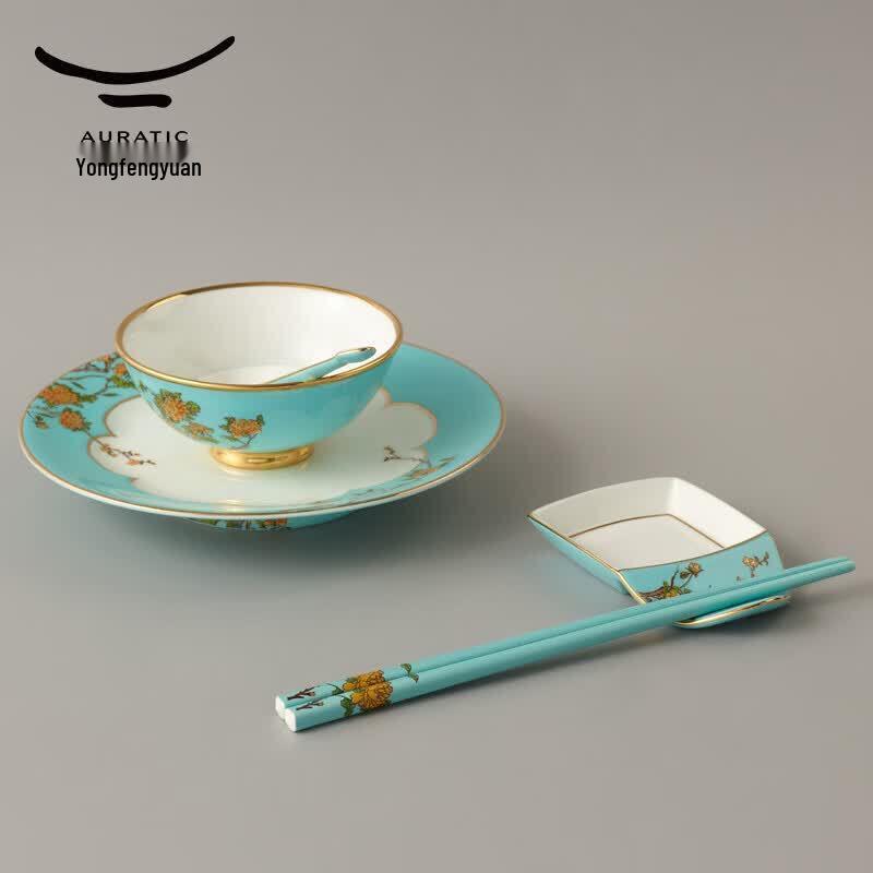 Auratic Madam Porcelain West Lake Blue 6-Piece Dinnerware Set