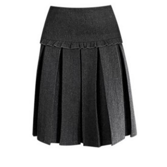 Retro Korean-Style Grey Woolen A-Line High-Waist Skirt S серый